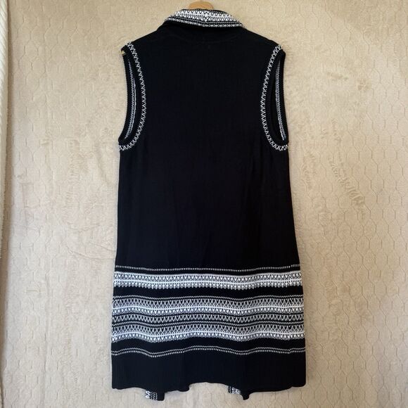 VINCE Sweater Long Vest Textured 100% Cotton NWT Size M Black White $395 - Picture 3 of 12